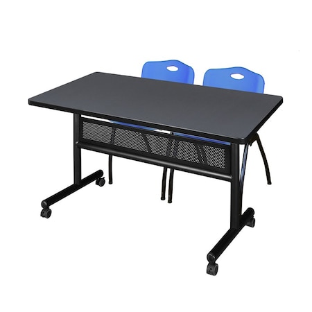Kobe Rectangle Mobile table, 48" W, 29" H, Laminate Top, Gray MKFTM4830GY47BE